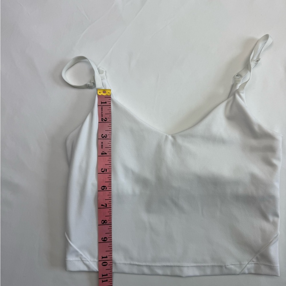 White Built In Bra Crop Top Adjustable Straps Minimalist Summer S - Picture 7 of 9